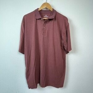 ScottEVest Polo Shirt Mens Large Burgundy Short Sleeve Hidden Pocket Travel TEC